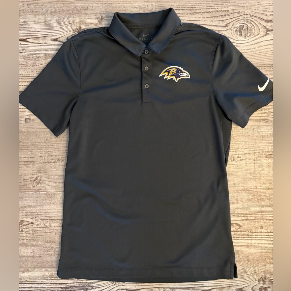 Nike Dri-FIT Baltimore Ravens Polo - Men’s Small - Graphite/Black w/ Team Logo